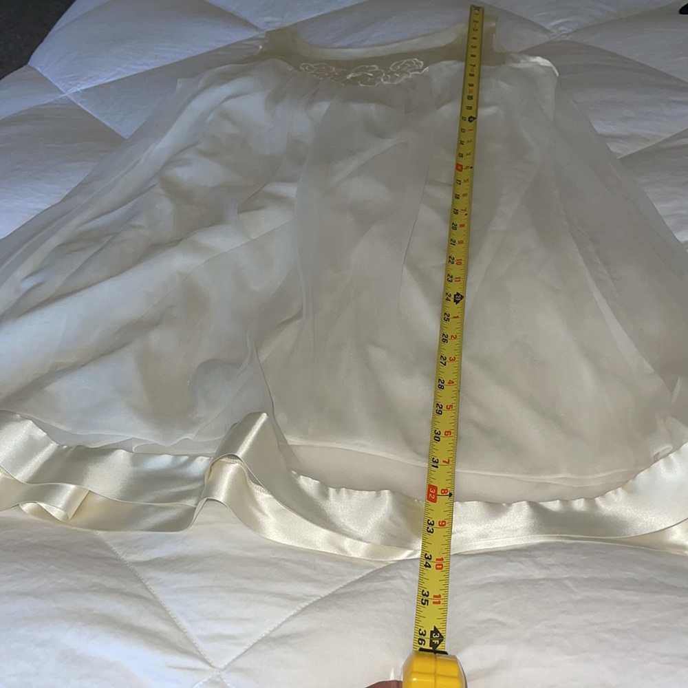 Gossard Artemis Nightgown Set Satin Trim 3/4 sleeve Sheer Ivory nightgown Sz MP - Picture 17 of 17